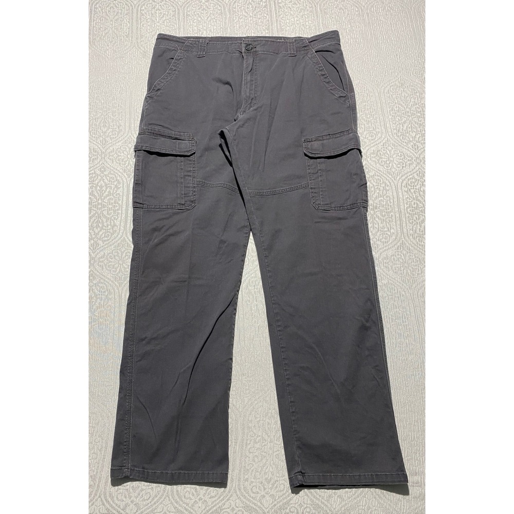 Wrangler Mens Relaxed Fit Cargo Pants Dark Gray Stretch Cotton 36x32 112316400
